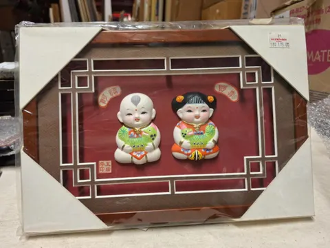 Huishan Clay Figurines "Da A Fu" Shadow Box