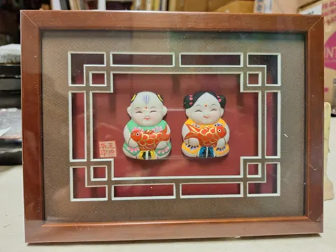 Huishan Clay Figurines "Da A Fu" Shadow Box