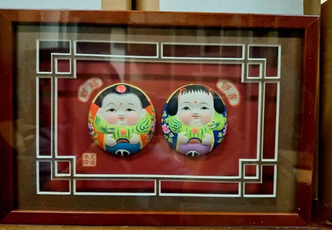 Huishan Clay Figurines "Da A Fu" Shadow Box