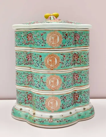 Multi-tiered Ceramic Famille Rose Food Container