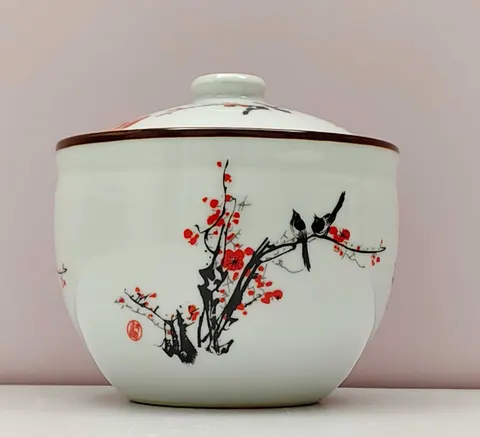Birds & Plum Blossom Salt Jar