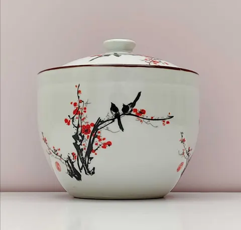 Birds & Plum Blossom Salt Jar