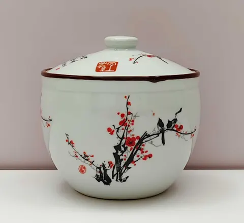 Birds & Plum Blossom Salt Jar