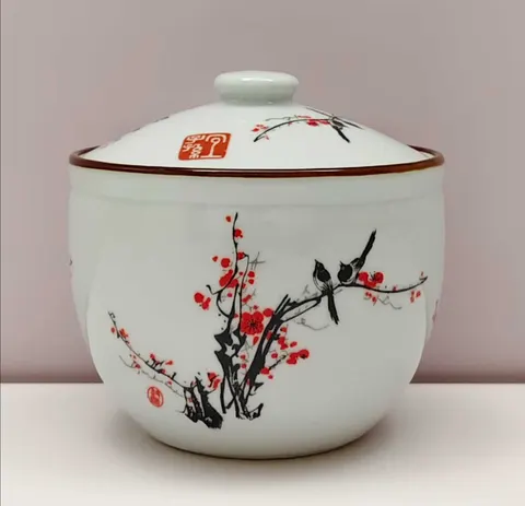 Birds & Plum Blossom Salt Jar