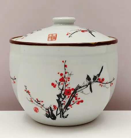 Birds & Plum Blossom Salt Jar