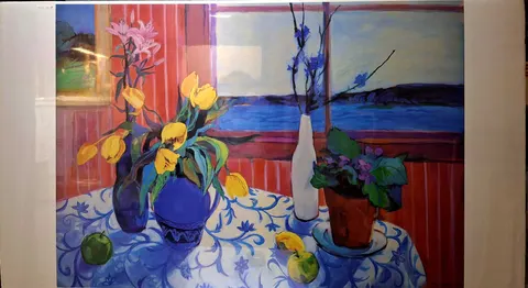 Flowers in a Blue Vase
