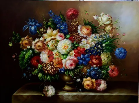 Bouquet In Golden Vase
