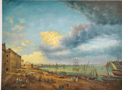 Historic Port Marketplace – Reproduction Oil Painting