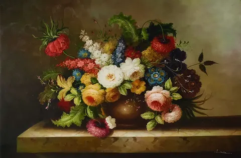Timeless Vintage Blooms Oil Painting I