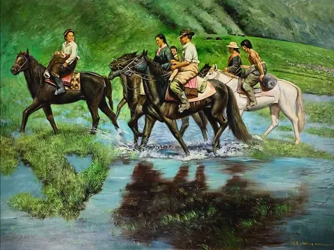 Six Riders Across the Stream