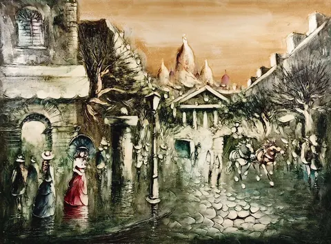 European Street Scene I – Reproduction Oil Impasto Painting by Liu Chezar