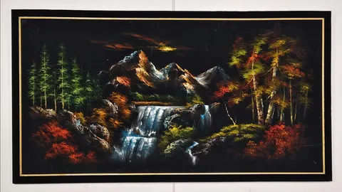 Whispers of the Mountains - Framed Original Oil Painting on Velvet