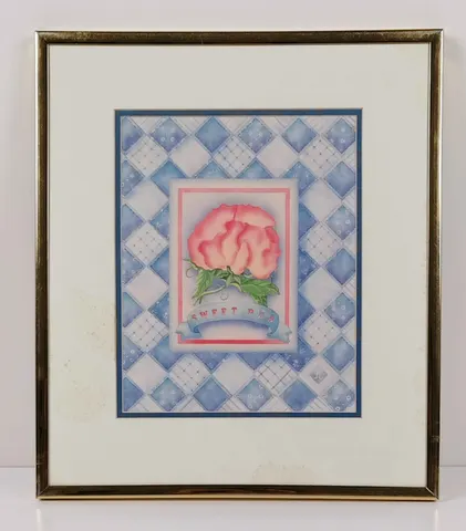 Sweet Pea Floral Print with Decorative Frame 1