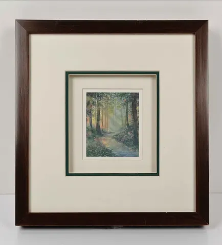 Framed Forest Path Print with Double Matting