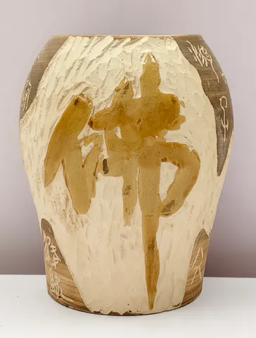 Chinese Style Earthenware Calligraphy Jar