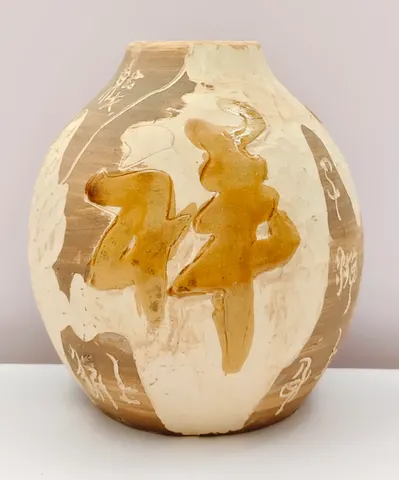 Chinese Style Earthenware Calligraphy Jar