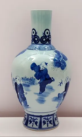 Chinese Ceramic Baluster Vase – Children & Garden Scene