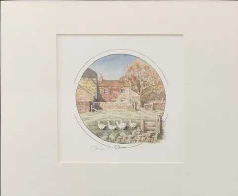 Countryside Lithograph – Signed by S.J. Bourne