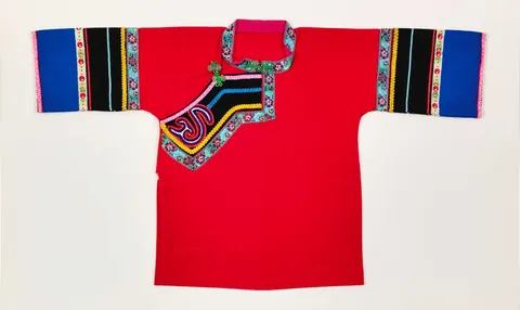 Traditional Hand‑Embroidered Ceremonial Dress- I (Red Tunic)