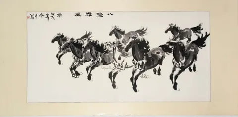 Majestic Spirit of the Eight Steeds (Mounted on wood support)