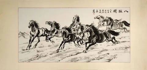 Portrait of the Eight Legendary Steeds (Mounted on wood support)