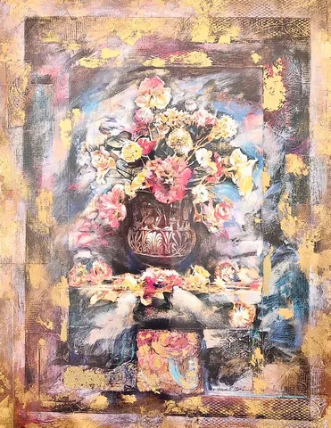 Floral Still Life II – Erwin R. Claar Open Lithograph (Mounted)