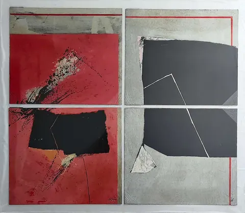 Limited Edition Abstract Quadriptych – Lithograph 186/300 (Mounted)