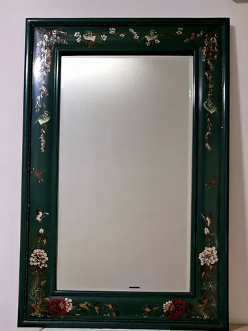 Vintage Floral Hand-Painted Mirror Frame – Forest Green M-1-04