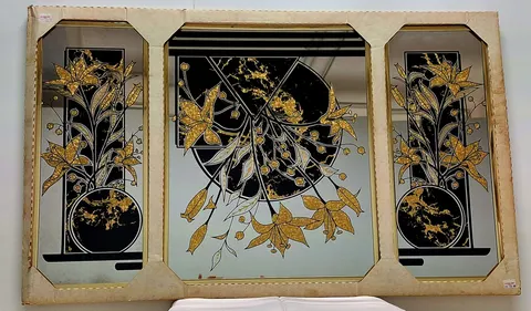 Gold Lily Blooms in Black Vases M-1-05