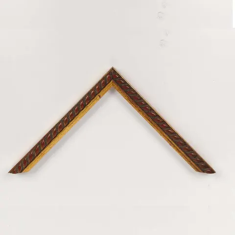 Ornate Gold Frame with Red Diagonal Pattern Wood Frame W-1-04