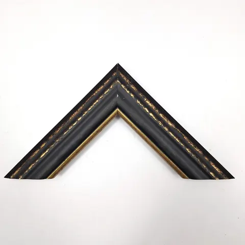 Black Wood Frame with Dual Gold Trim W-1-13