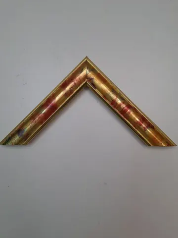 "Metallic Frame with Red Abstract Pattern and Gold Inner Edge, 0.4"" Width x 1"" Depth"